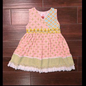 6 Matilda Jane Serendipity Joanna Wrap Pink and Lime Sleeveless Dress Vi…